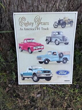 Ford Vintage Truck Wall Art – Blue, Pink, Cream & Black